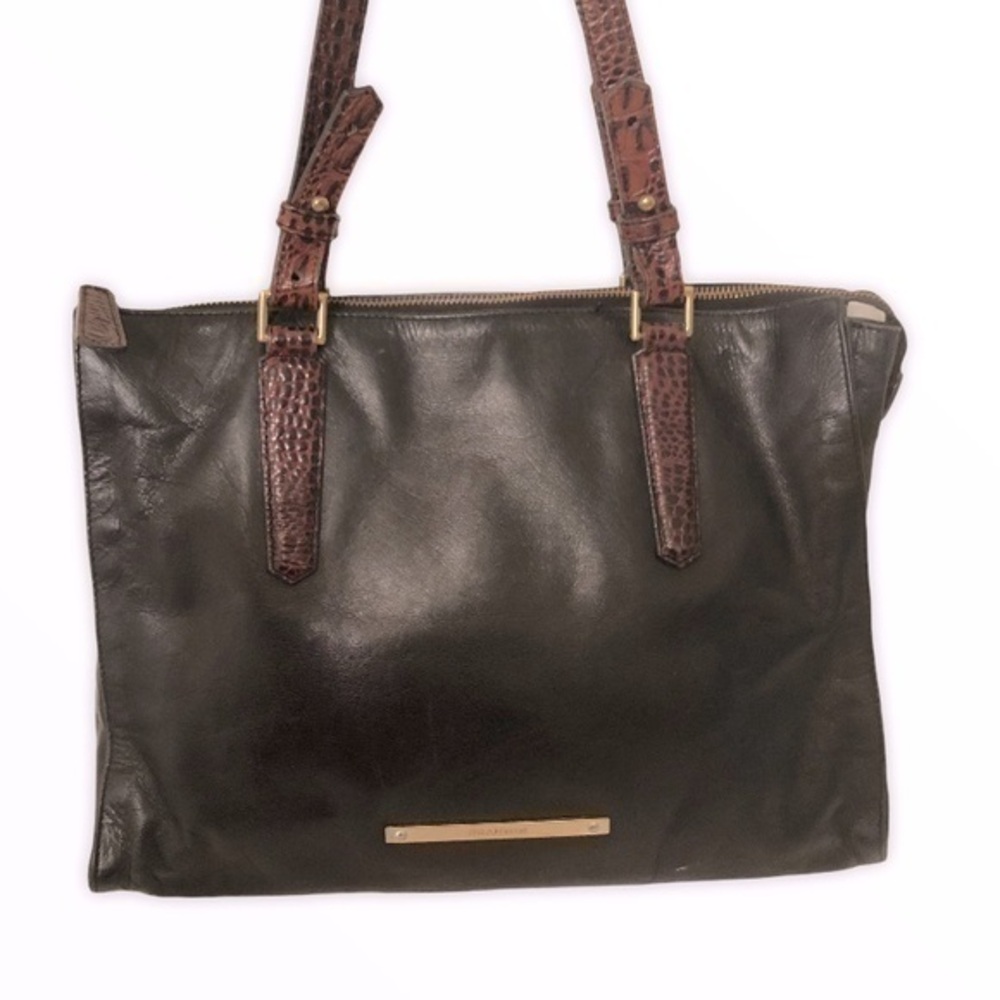 Brahmin black leather brown Melbourne tote bag